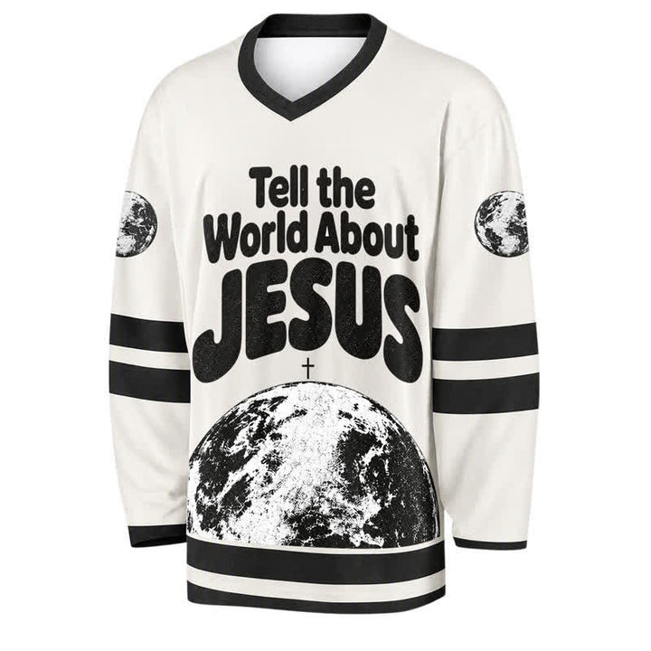 Christianartworkshop Erzähl der Welt von Jesus – Schwarzes und weißes Hockeytrikot - image 1