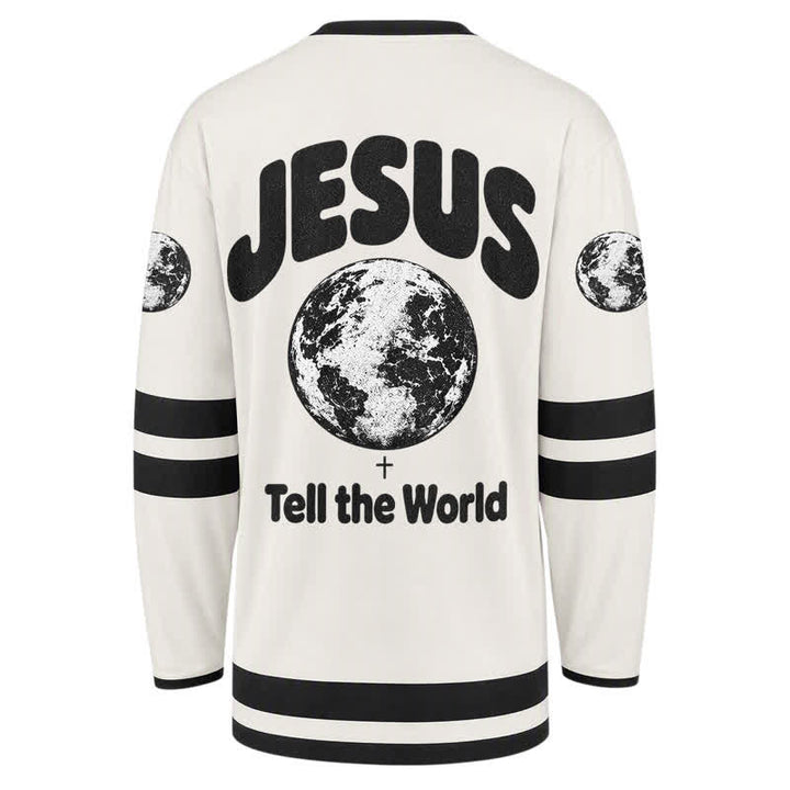 Christianartworkshop Erzähl der Welt von Jesus – Schwarzes und weißes Hockeytrikot - image 2