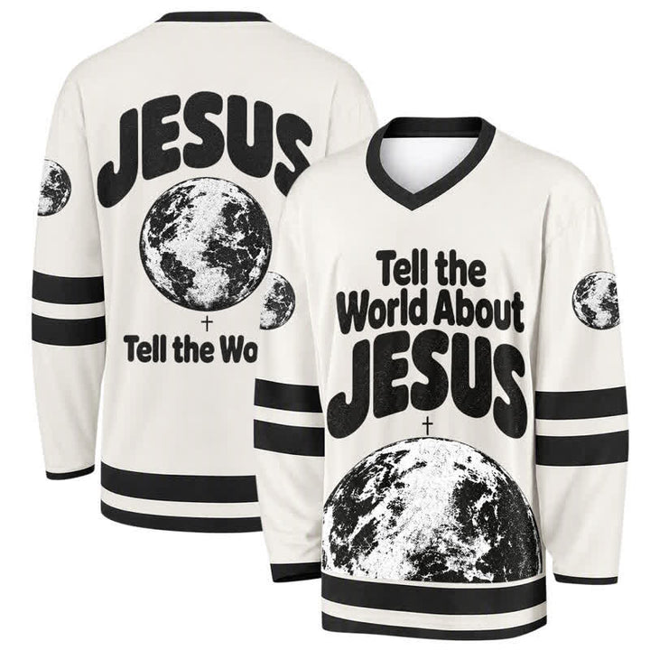 Christianartworkshop Erzähl der Welt von Jesus – Schwarzes und weißes Hockeytrikot - 5XL - image 0
