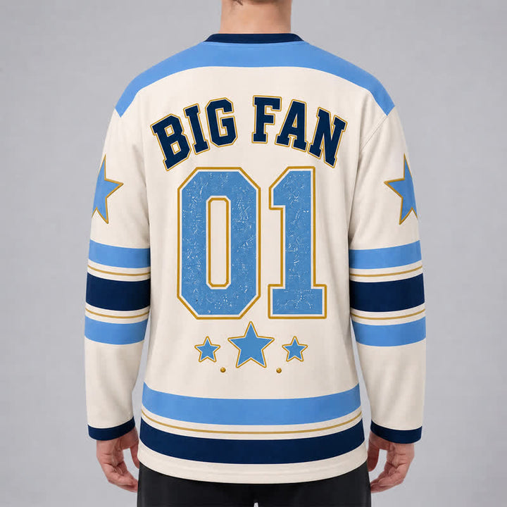 Christianartworkshop Big Jesus Fan Star Blue Langarm-Hockeytrikot - image 4