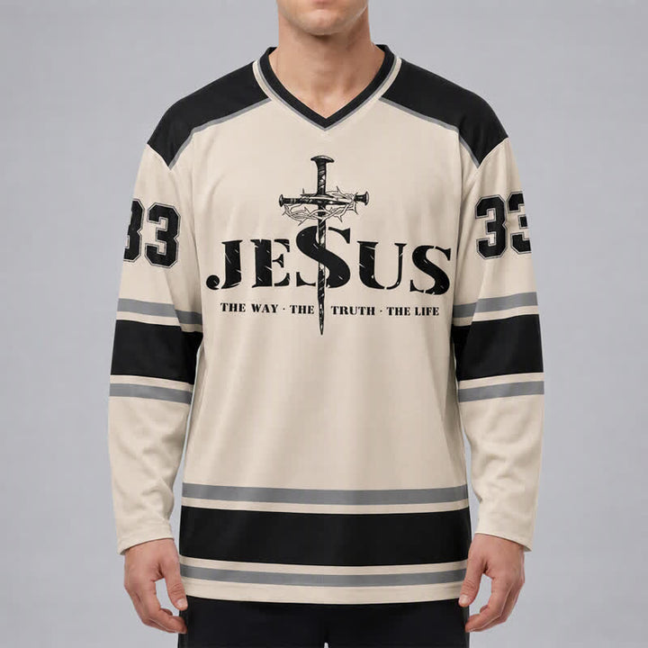 Christianartworkshop Jesus 33 Dornenkrone Langarm-Hockeytrikot - image 3