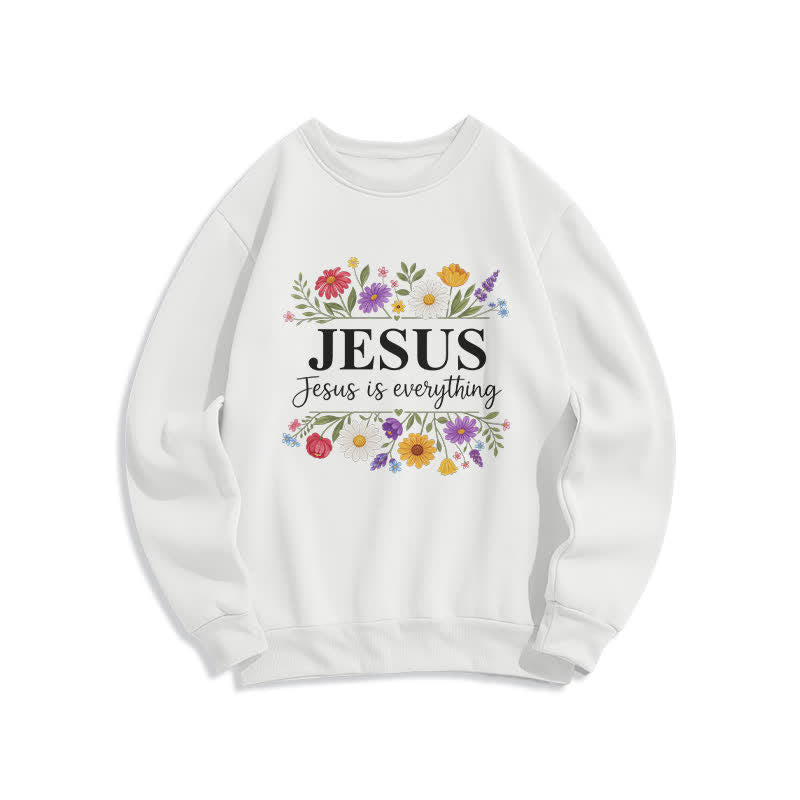 Christianartworkshop Jesus Is Everything Sweatshirt mit Blumenmuster und Rundhalsausschnitt - Weiß - 2XL - image 1