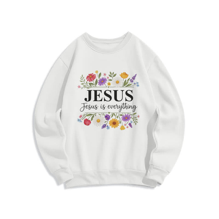 Christianartworkshop Jesus Is Everything Sweatshirt mit Blumenmuster und Rundhalsausschnitt - Weiß - 2XL - image 1