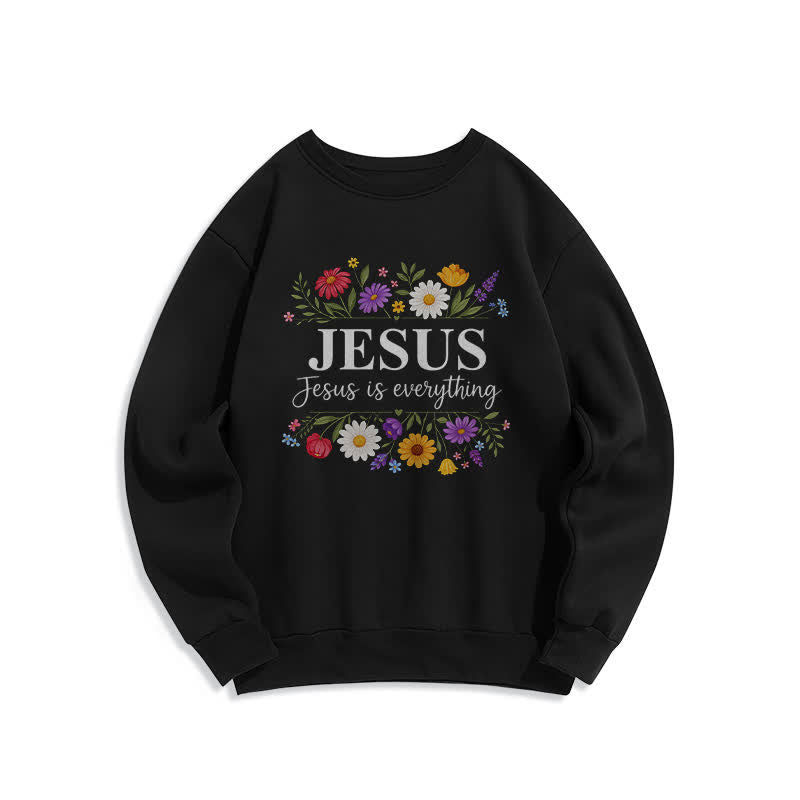 Christianartworkshop Jesus Is Everything Sweatshirt mit Blumenmuster und Rundhalsausschnitt - Schwarz - 2XL - image 5