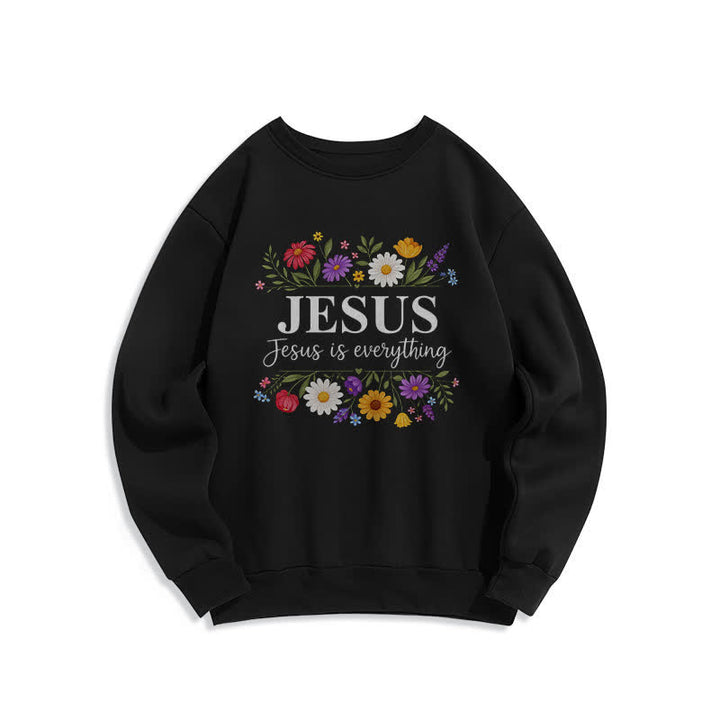 Christianartworkshop Jesus Is Everything Sweatshirt mit Blumenmuster und Rundhalsausschnitt - Schwarz - 2XL - image 5