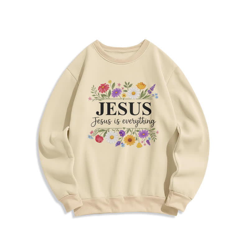 Christianartworkshop Jesus Is Everything Sweatshirt mit Blumenmuster und Rundhalsausschnitt - Beige - 2XL - image 3