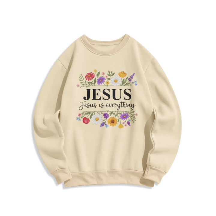 Christianartworkshop Jesus Is Everything Sweatshirt mit Blumenmuster und Rundhalsausschnitt - Beige - 2XL - image 3