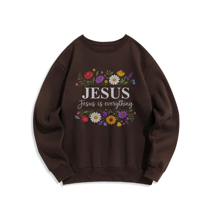 Christianartworkshop Jesus Is Everything Sweatshirt mit Blumenmuster und Rundhalsausschnitt - Braun - 2XL - image 2