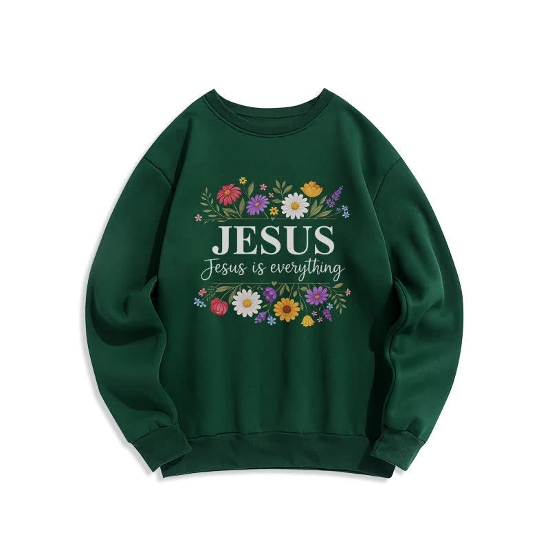 Christianartworkshop Jesus Is Everything Sweatshirt mit Blumenmuster und Rundhalsausschnitt - Grün - 2XL - image 4