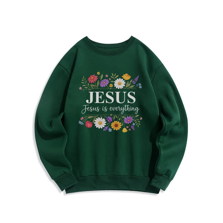 Christianartworkshop Jesus Is Everything Sweatshirt mit Blumenmuster und Rundhalsausschnitt - Grün - 2XL - image 4