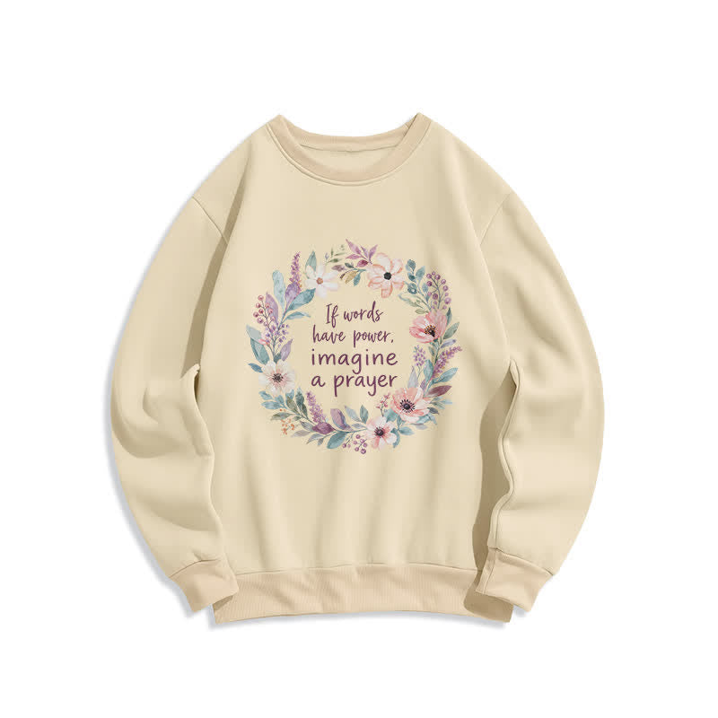 Christianartworkshop Gemütlicher Pullover mit Rundhalsausschnitt und Blumenmuster (Gebetszitat) - Beige - 2XL - image 0