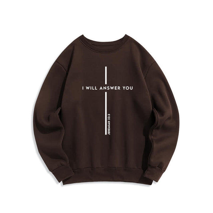 Christianartworkshop Ich werde dir antworten – Oversize-Sweatshirt mit Kreuzgrafik und Rundhalsausschnitt - Braun - 2XL - image 5