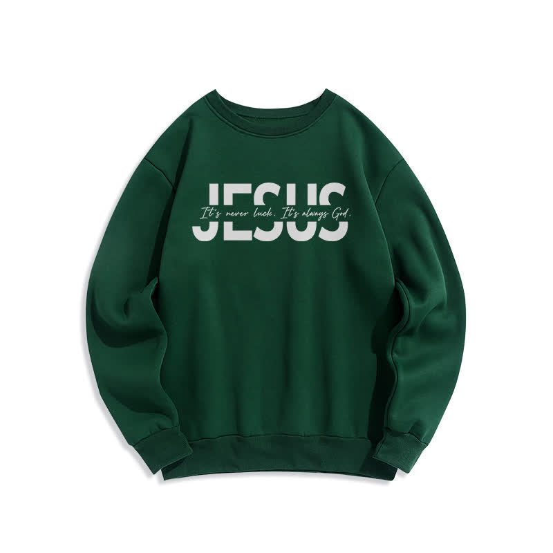 Christianartworkshop Übergroßes Sweatshirt mit Jesus-Aufdruck, gefüttert mit Fleece, Rundhalsausschnitt - Grün - 2XL - image 5