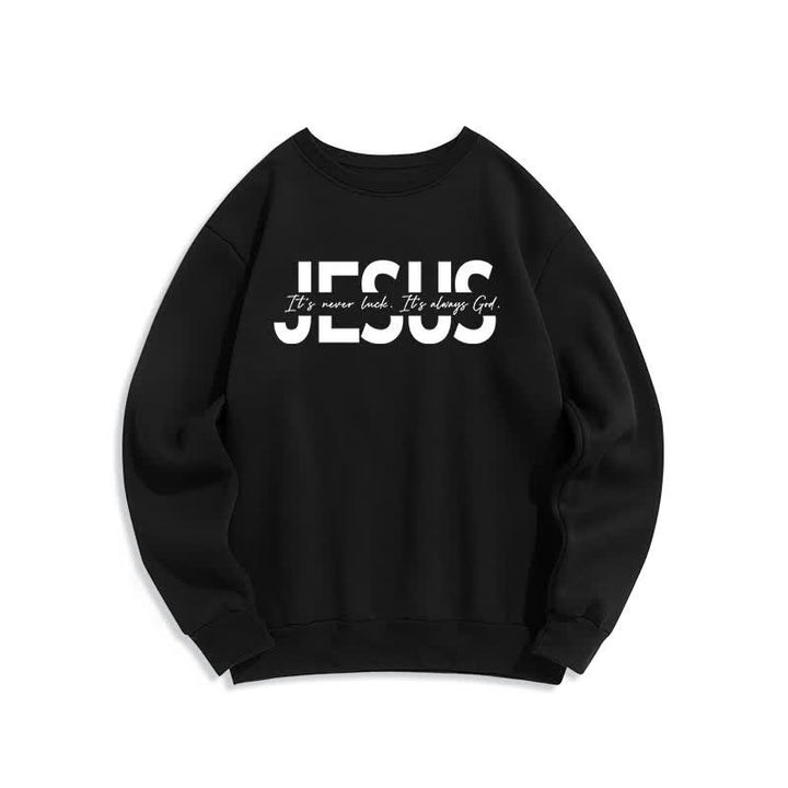 Christianartworkshop Übergroßes Sweatshirt mit Jesus-Aufdruck, gefüttert mit Fleece, Rundhalsausschnitt - Schwarz - 2XL - image 2