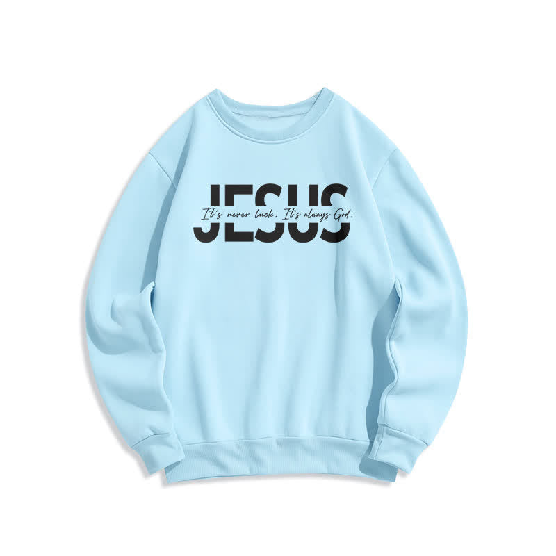 Christianartworkshop Übergroßes Sweatshirt mit Jesus-Aufdruck, gefüttert mit Fleece, Rundhalsausschnitt - Blau - 2XL - image 4