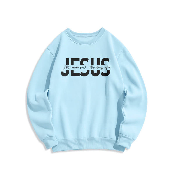 Christianartworkshop Übergroßes Sweatshirt mit Jesus-Aufdruck, gefüttert mit Fleece, Rundhalsausschnitt - Blau - 2XL - image 4