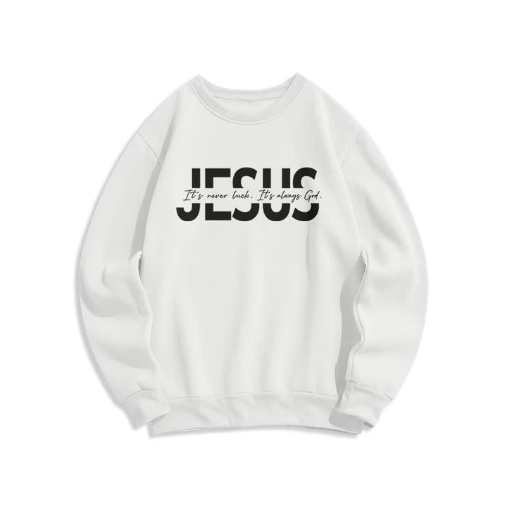 Christianartworkshop Übergroßes Sweatshirt mit Jesus-Aufdruck, gefüttert mit Fleece, Rundhalsausschnitt - Weiß - 2XL - image 1