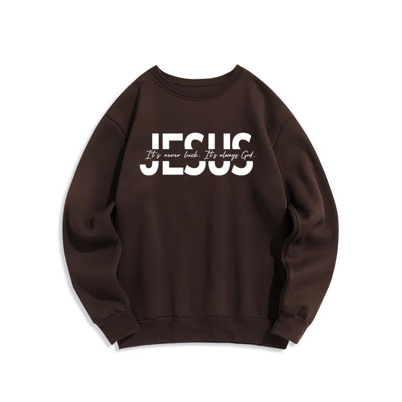 Christianartworkshop Übergroßes Sweatshirt mit Jesus-Aufdruck, gefüttert mit Fleece, Rundhalsausschnitt - Braun - 2XL - image 0