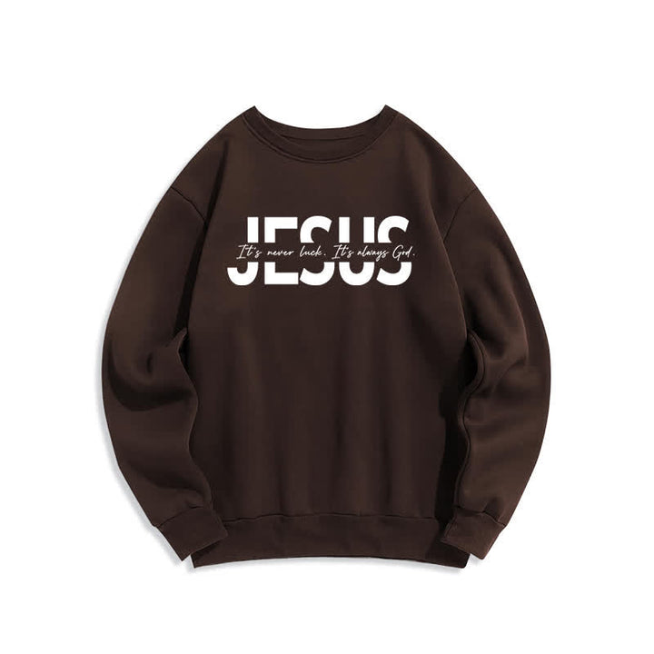 Christianartworkshop Übergroßes Sweatshirt mit Jesus-Aufdruck, gefüttert mit Fleece, Rundhalsausschnitt - Braun - 2XL - image 0