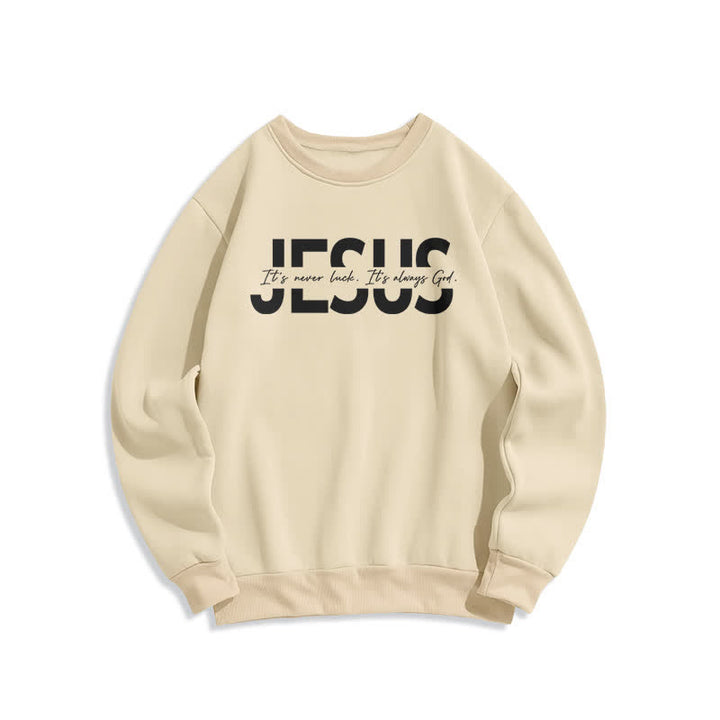Christianartworkshop Übergroßes Sweatshirt mit Jesus-Aufdruck, gefüttert mit Fleece, Rundhalsausschnitt - Beige - 2XL - image 3
