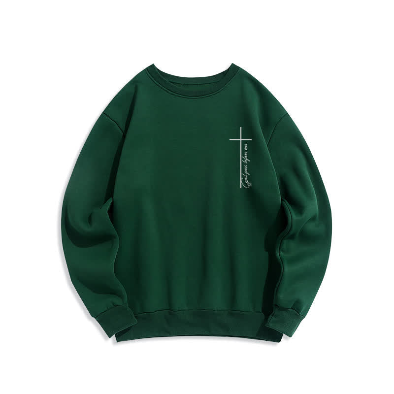 Christianartworkshop Minimalistisches Sweatshirt mit gekreuztem Brustmotiv und Fleecefutter. - Grün - 2XL - image 5