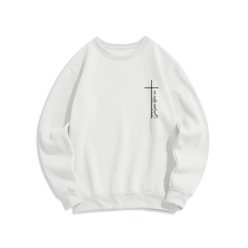 Christianartworkshop Minimalistisches Sweatshirt mit gekreuztem Brustmotiv und Fleecefutter. - Weiß - 2XL - image 0