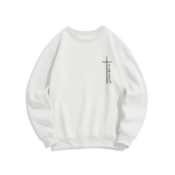 Christianartworkshop Minimalistisches Sweatshirt mit gekreuztem Brustmotiv und Fleecefutter. - Weiß - 2XL - image 0