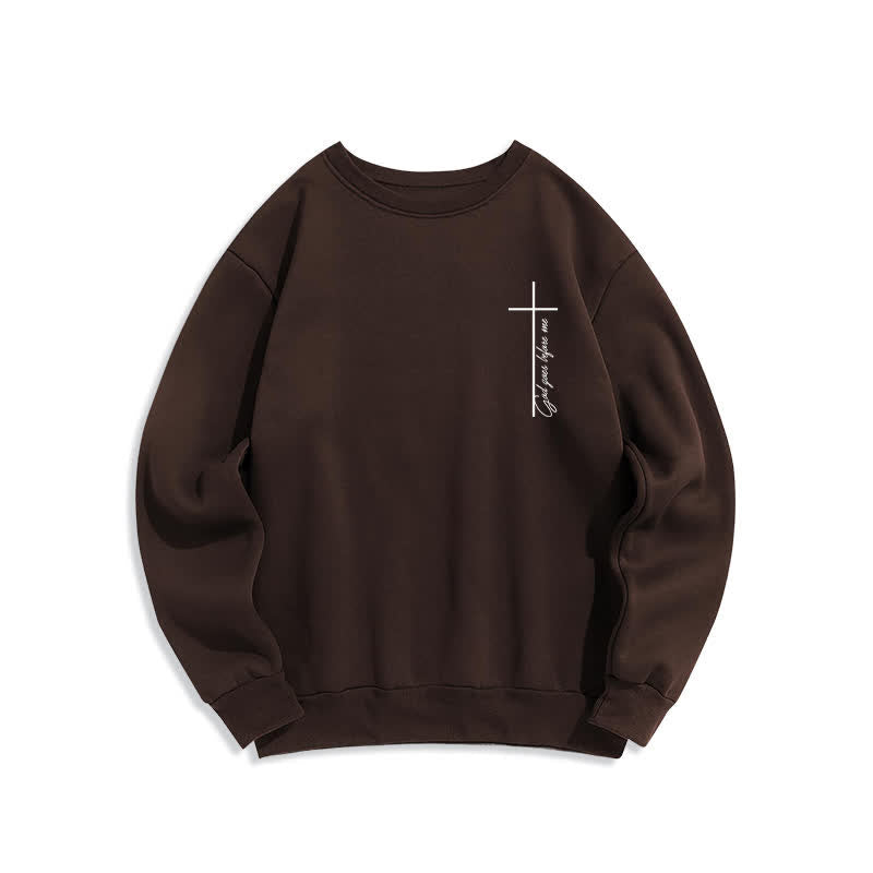 Christianartworkshop Minimalistisches Sweatshirt mit gekreuztem Brustmotiv und Fleecefutter. - Braun - 2XL - image 3