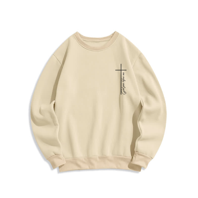Christianartworkshop Minimalistisches Sweatshirt mit gekreuztem Brustmotiv und Fleecefutter. - Beige - 2XL - image 2