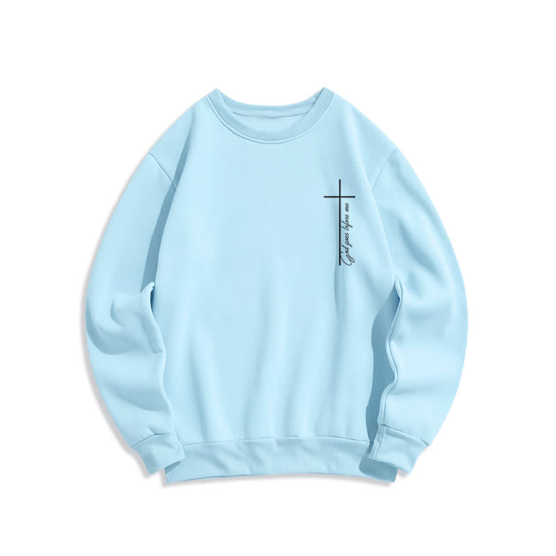 Christianartworkshop Minimalistisches Sweatshirt mit gekreuztem Brustmotiv und Fleecefutter. - Blau - 2XL - image 4