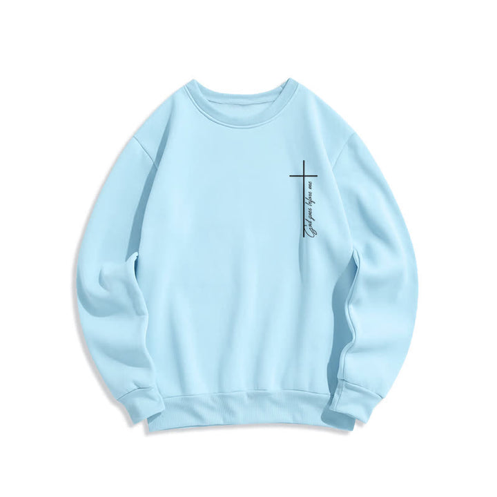 Christianartworkshop Minimalistisches Sweatshirt mit gekreuztem Brustmotiv und Fleecefutter. - Blau - 2XL - image 4