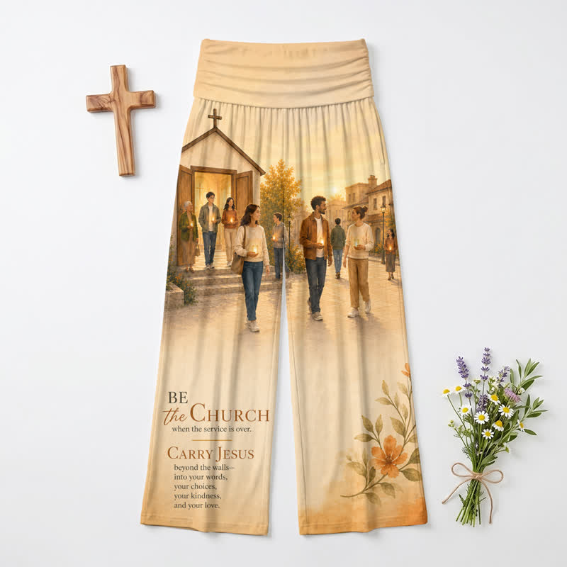 Christianartworkshop Be The Church Damen-Hose mit weitem Bein und Landschaftsdruck - US22, UK/AU26, EU54 - image 0