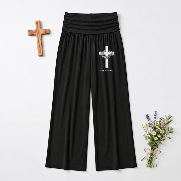 Christianartworkshop It Is Finished Cross Foldover Damen-Hose mit weitem Bein - US22, UK/AU26, EU54 - image 0