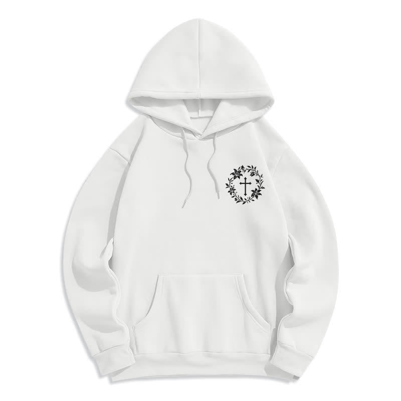Christianartworkshop Fleecegefütterter Pullover-Hoodie mit Kreuzkranz-Motiv auf der Rückseite - image 8