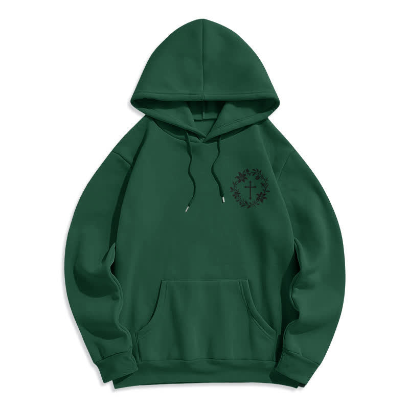 Christianartworkshop Fleecegefütterter Pullover-Hoodie mit Kreuzkranz-Motiv auf der Rückseite - image 20