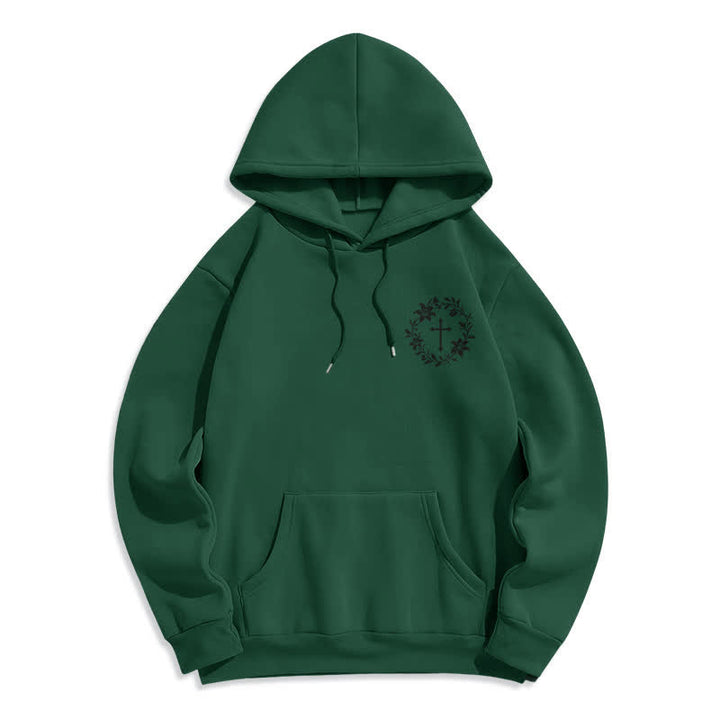 Christianartworkshop Fleecegefütterter Pullover-Hoodie mit Kreuzkranz-Motiv auf der Rückseite - image 20