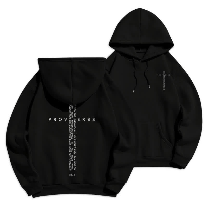Christianartworkshop Weißer Hoodie mit Fleecefutter und Spruchkreuz-Motiv - Schwarz - 2XL - image 3
