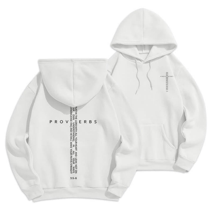 Christianartworkshop Weißer Hoodie mit Fleecefutter und Spruchkreuz-Motiv - Weiß - 2XL - image 0