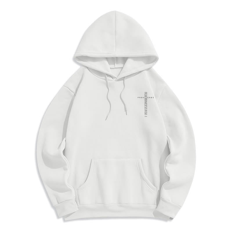 Christianartworkshop Weißer Hoodie mit Fleecefutter und Spruchkreuz-Motiv - image 2