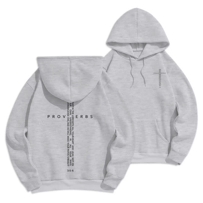 Christianartworkshop Weißer Hoodie mit Fleecefutter und Spruchkreuz-Motiv - Grau - 2XL - image 9