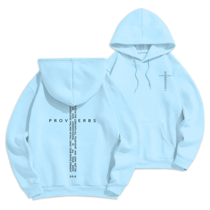 Christianartworkshop Weißer Hoodie mit Fleecefutter und Spruchkreuz-Motiv - Blau - 2XL - image 18