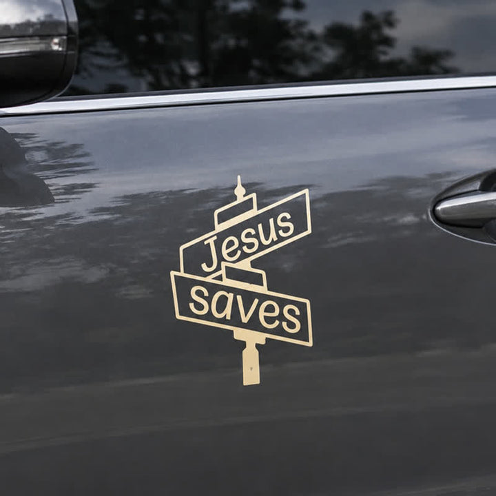 Christianartworkshop Stilvoller Autoaufkleber „Jesus rettet“ für Straßenposten: Symbol der sanften göttlichen Erlösung - image 2