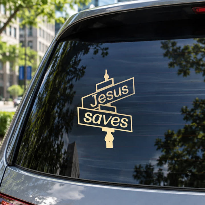 Christianartworkshop Stilvoller Autoaufkleber „Jesus rettet“ für Straßenposten: Symbol der sanften göttlichen Erlösung - image 5