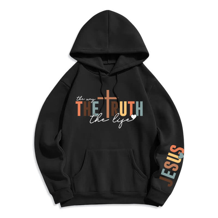 Christianartworkshop Der Wahrheit Jesus Kreuz Fleece Pullover Hoodie - Schwarz - 2XL - image 1