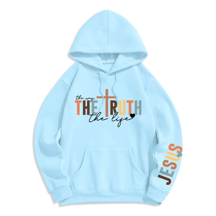 Christianartworkshop Der Wahrheit Jesus Kreuz Fleece Pullover Hoodie - Blau - 2XL - image 0