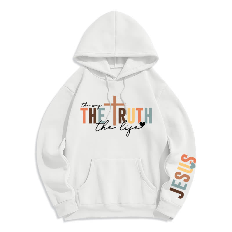 Christianartworkshop Der Wahrheit Jesus Kreuz Fleece Pullover Hoodie - Weiß - 2XL - image 2