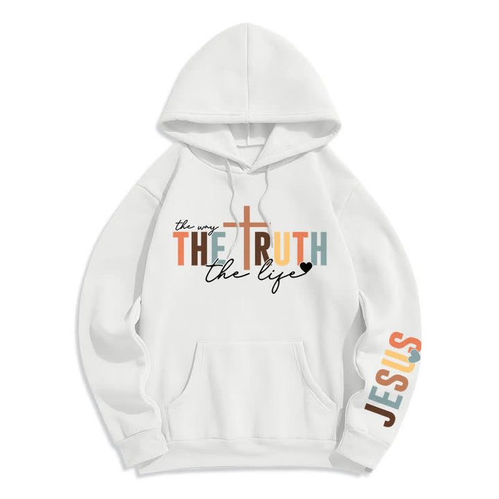 Christianartworkshop Der Wahrheit Jesus Kreuz Fleece Pullover Hoodie - Weiß - 2XL - image 2