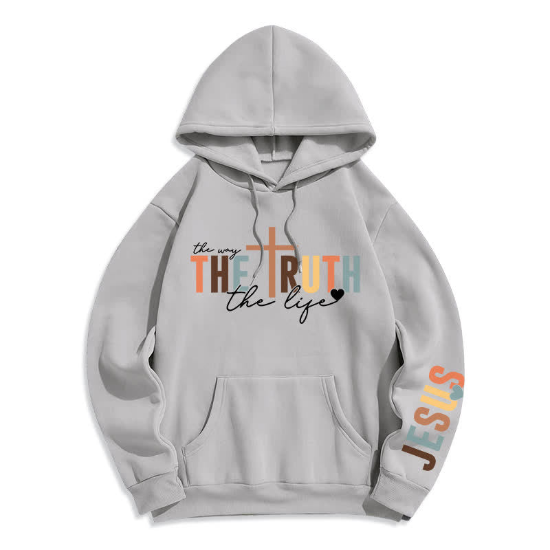 Christianartworkshop Der Wahrheit Jesus Kreuz Fleece Pullover Hoodie - Grau - 2XL - image 3