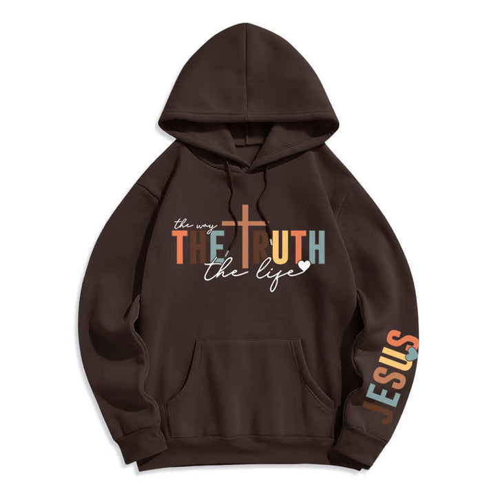 Christianartworkshop Der Wahrheit Jesus Kreuz Fleece Pullover Hoodie - Braun - 2XL - image 7