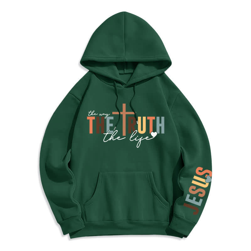 Christianartworkshop Der Wahrheit Jesus Kreuz Fleece Pullover Hoodie - Grün - 2XL - image 4